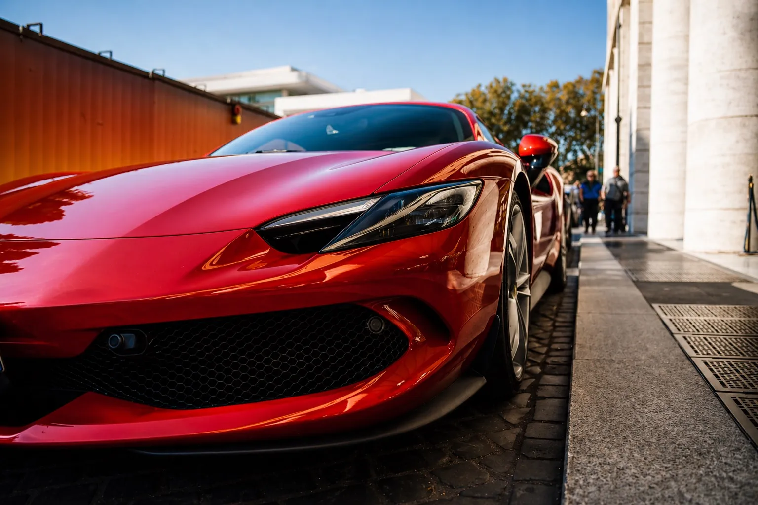 Ferrari in Florence at the start of the route